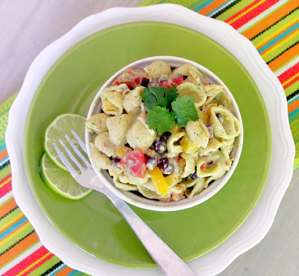 Mexican Pasta Salad with Toasted Garlic and Avocado Greek Yogurt Dressing -  Foodtastic Mom
