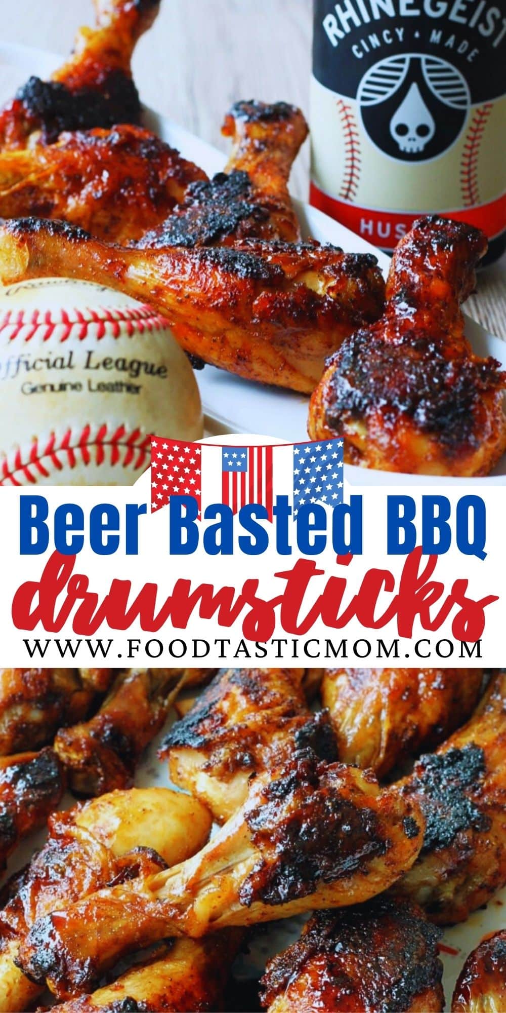 Chicken Drumsticks marinated in beer, oven baked and basted with a homemade apricot BBQ sauce. via @foodtasticmom