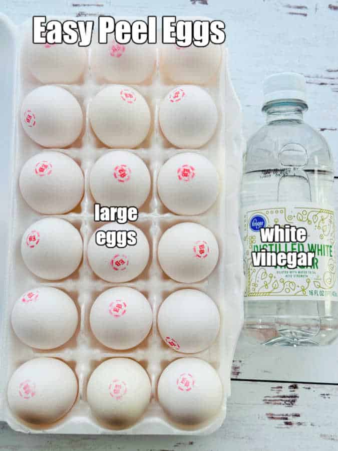 picture of ingredients needed for easy peel eggs