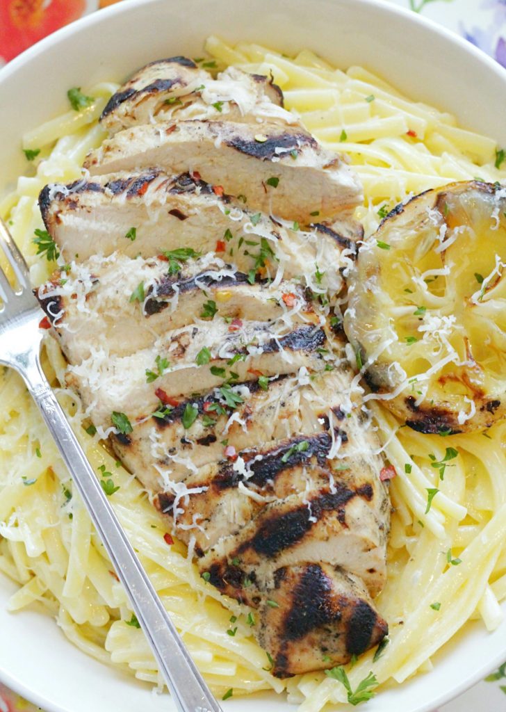 Grilled Lemon Chicken Alfredo - Foodtastic Mom