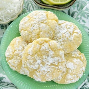 Coconut Key Lime Crinkle Cookies are bursting with key lime flavor with a hint of sweet coconut. Perfect for any time of year!