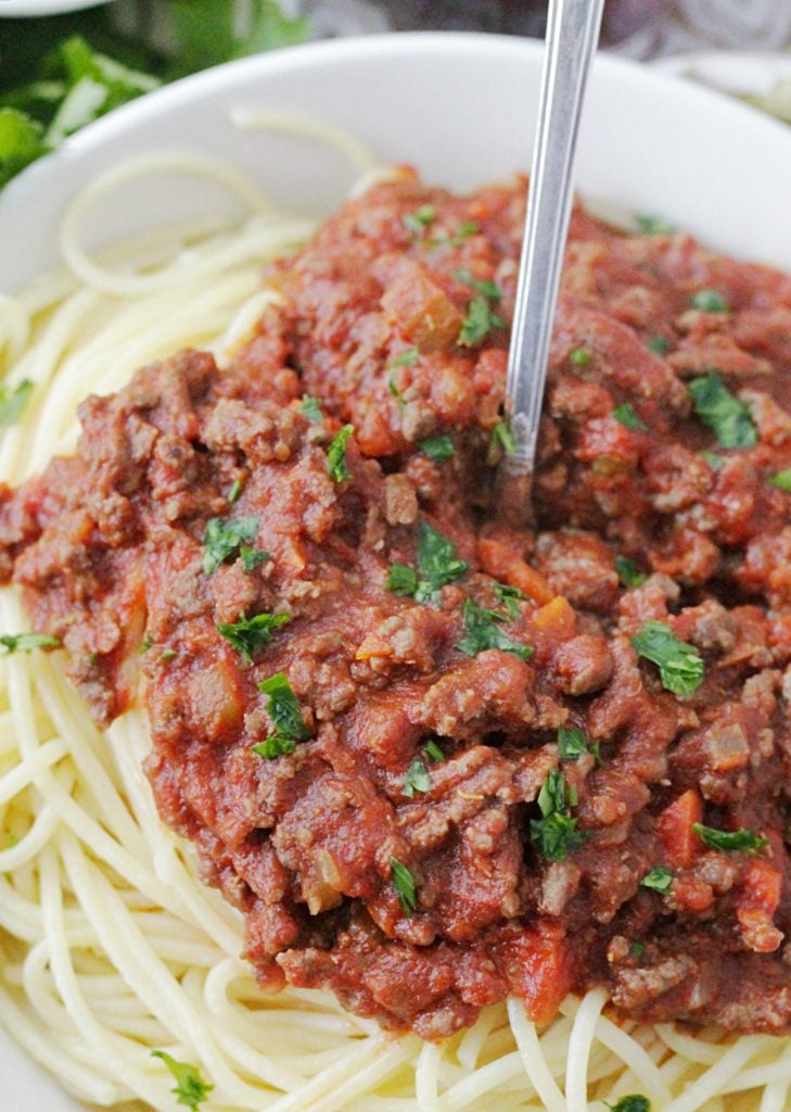 Instant Pot Beef Bolognese Pasta Sauce - Foodtastic Mom