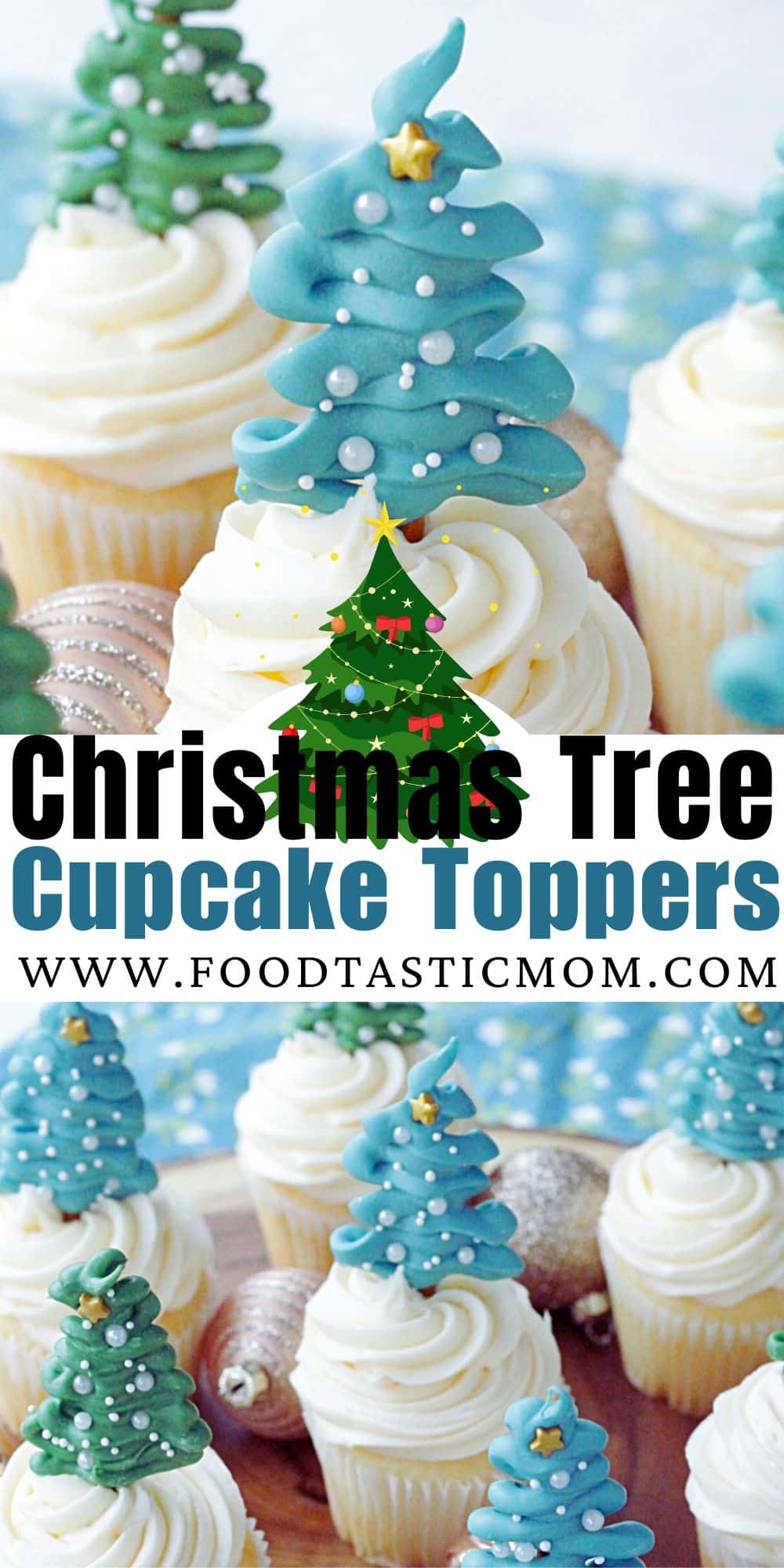 These Christmas Tree Cupcake Toppers are a simple and festive way to decorate a dozen cupcakes for the holidays. Made with pretzel sticks, candy melts and sprinkles. via @foodtasticmom