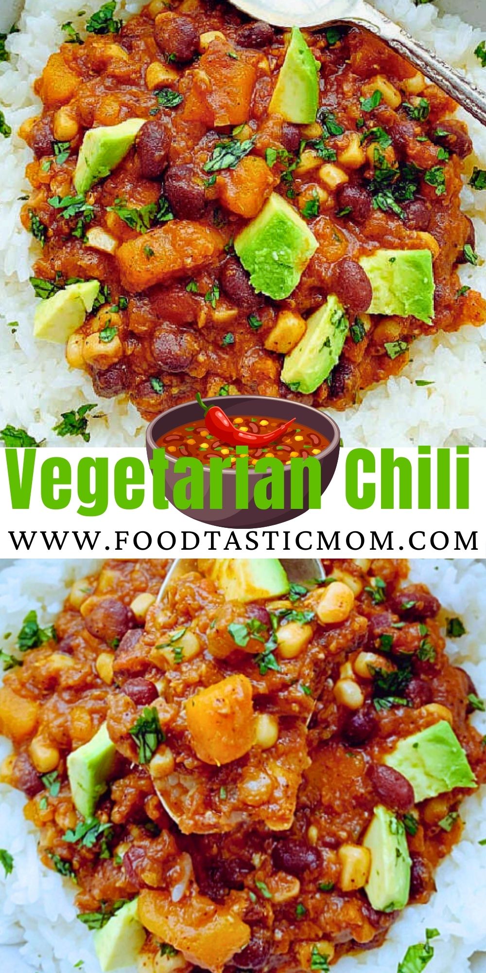 This Vegetarian Chili with lentils could not be easier or tastier. You just dump everything in the Crockpot and walk away. via @foodtasticmom