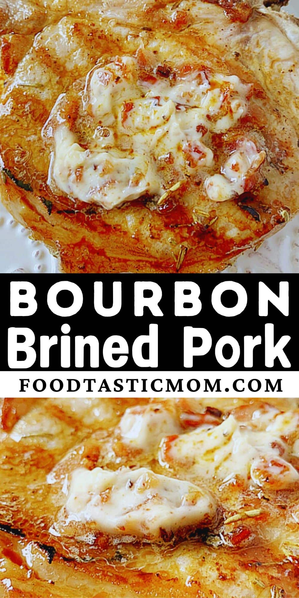 These bourbon brined pork steaks with candied bacon butter will quite possibly provide you with the most amazing pork eating experience you have ever had! via @foodtasticmom