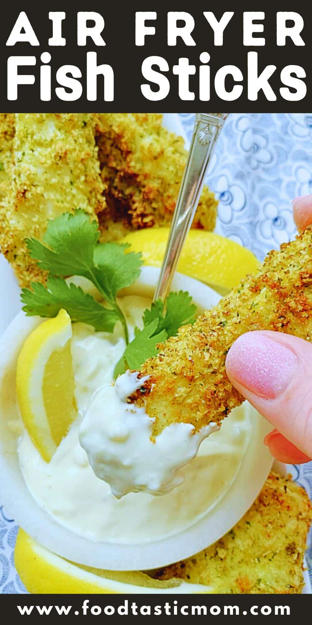 Air Fryer Fish Sticks taste so much better than boxed. They start with good quality white fish, coated with a mayo and egg mixture plus Panko bread crumbs. via @foodtasticmom