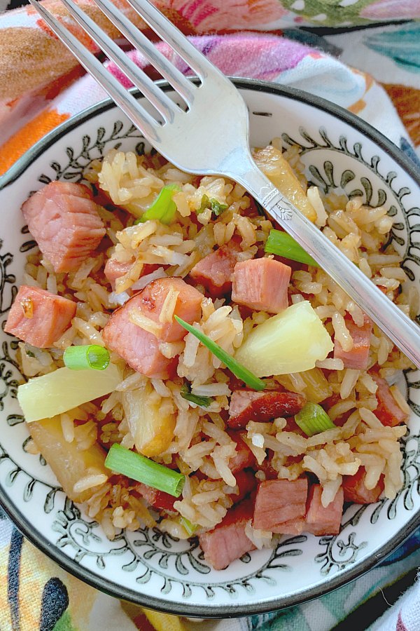 fried rice with ham and pineapple
