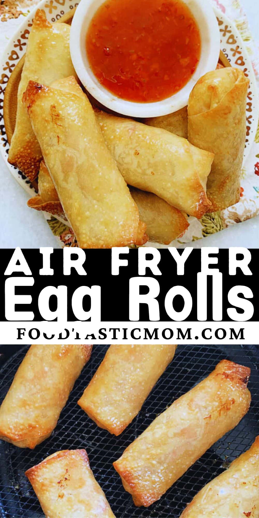 Learn how to make easy and crispy Air Fryer Egg Rolls! Filled with rotisserie chicken. Includes guide for how to roll homemade egg rolls. via @foodtasticmom