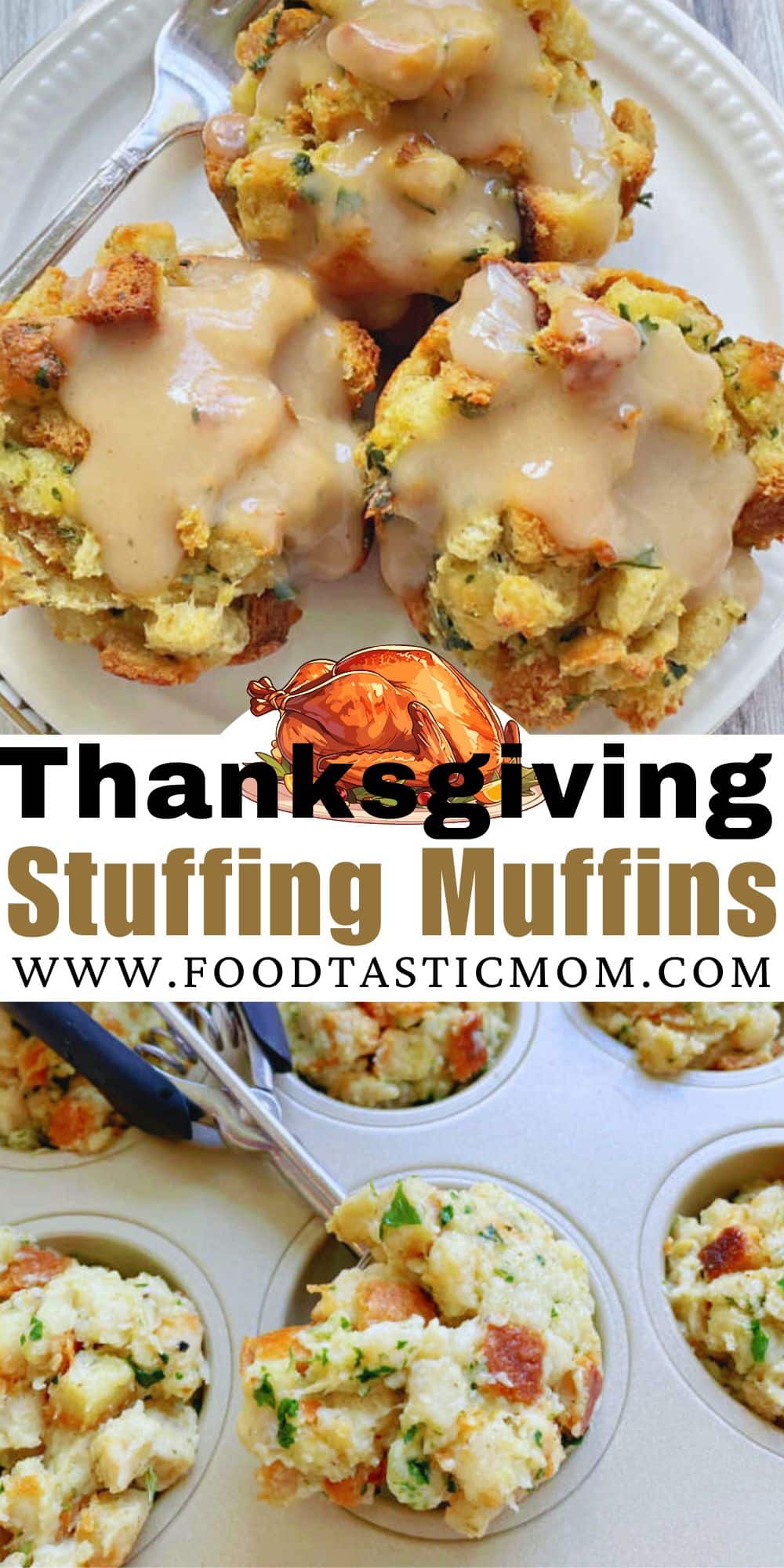 Stuffing muffins are the best way to enjoy Thanksgiving stuffing. Individual portions are simple to prepare and provide more surface area to get crispy. via @foodtasticmom