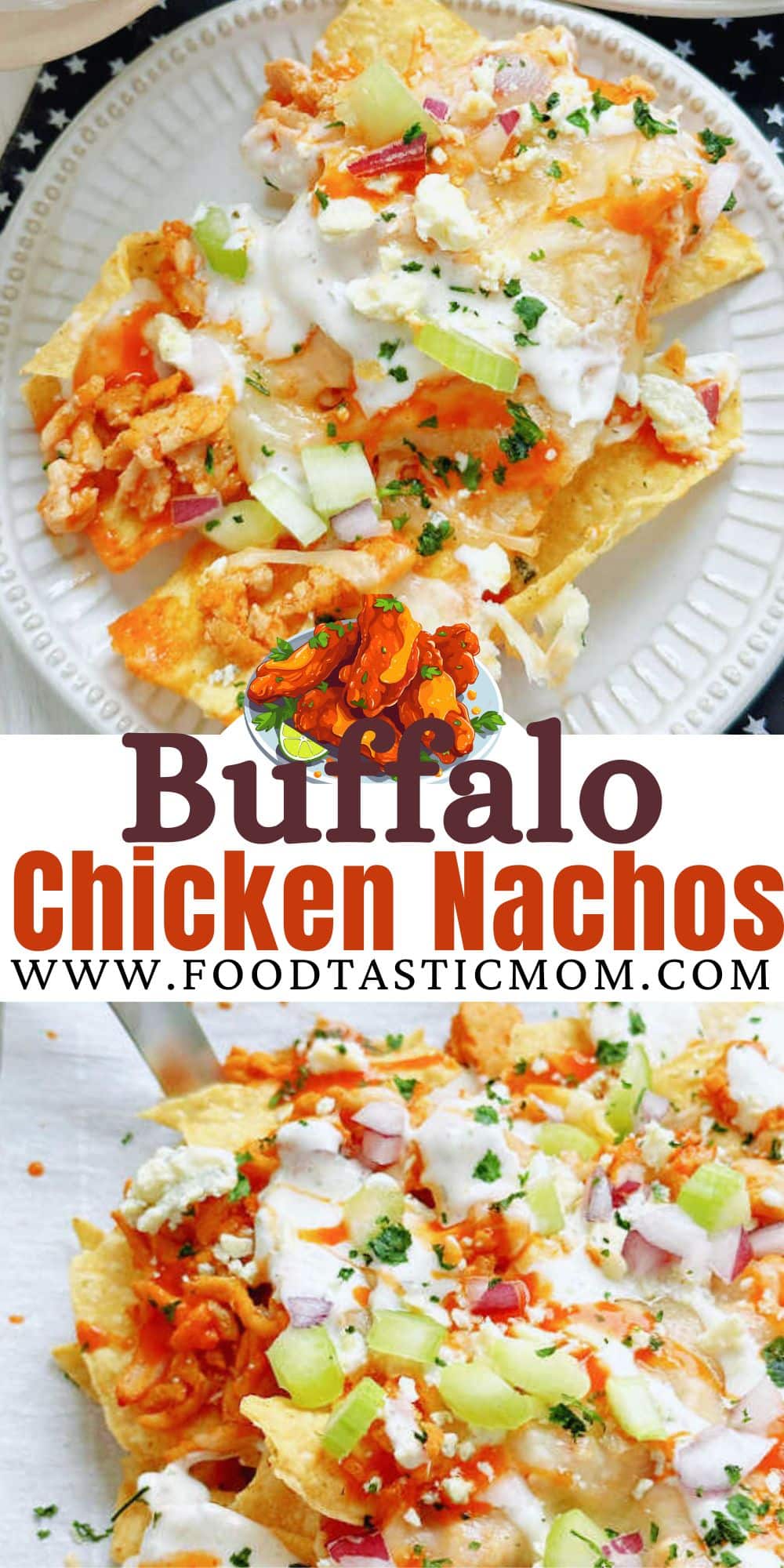 Learn how to make the perfect Buffalo Chicken Nachos with layers of buffalo chicken and lots of cheese all baked in the oven on a sheet pan. via @foodtasticmom