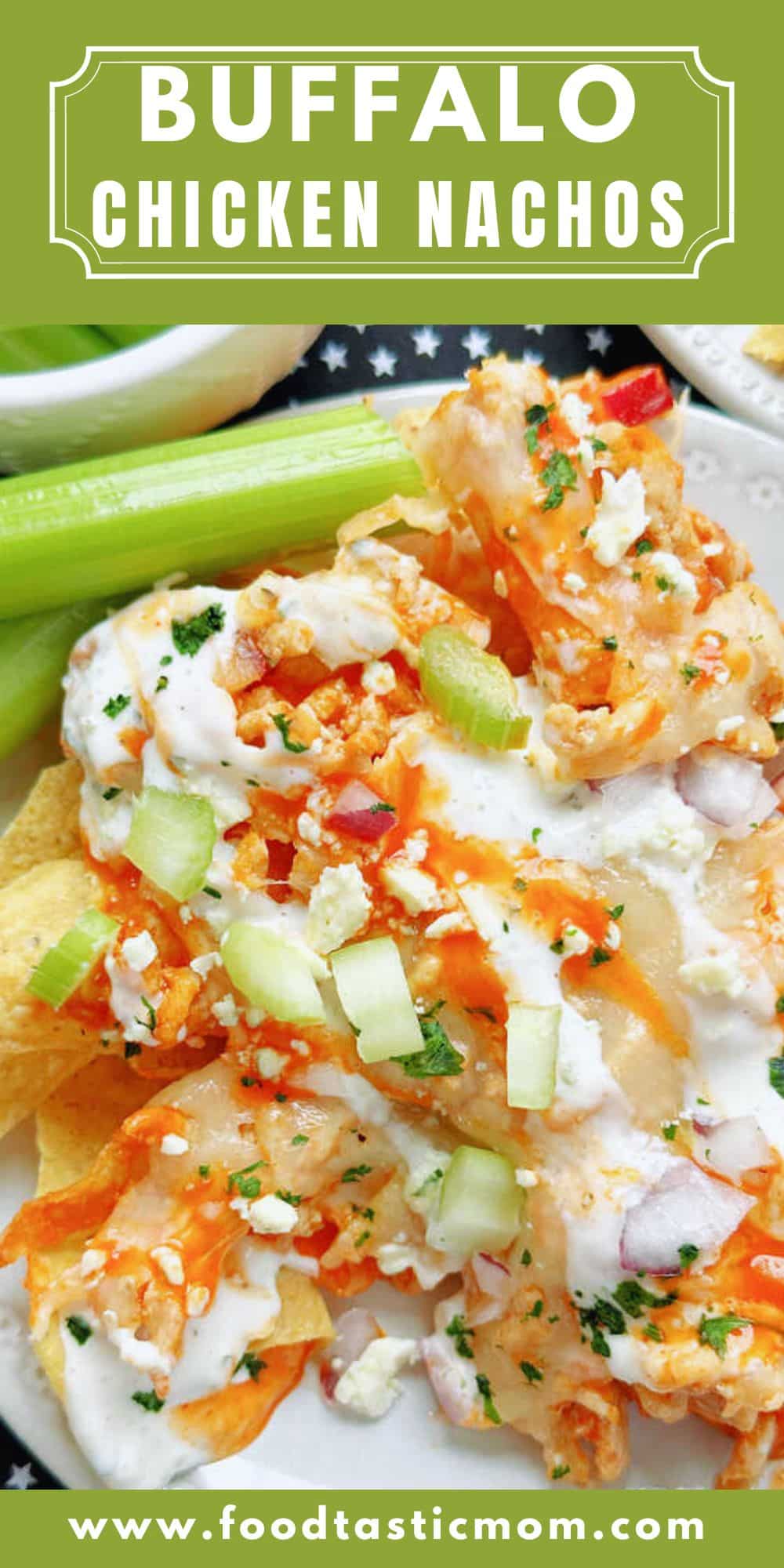 Learn how to make the perfect Buffalo Chicken Nachos with layers of buffalo chicken and lots of cheese all baked in the oven on a sheet pan. via @foodtasticmom