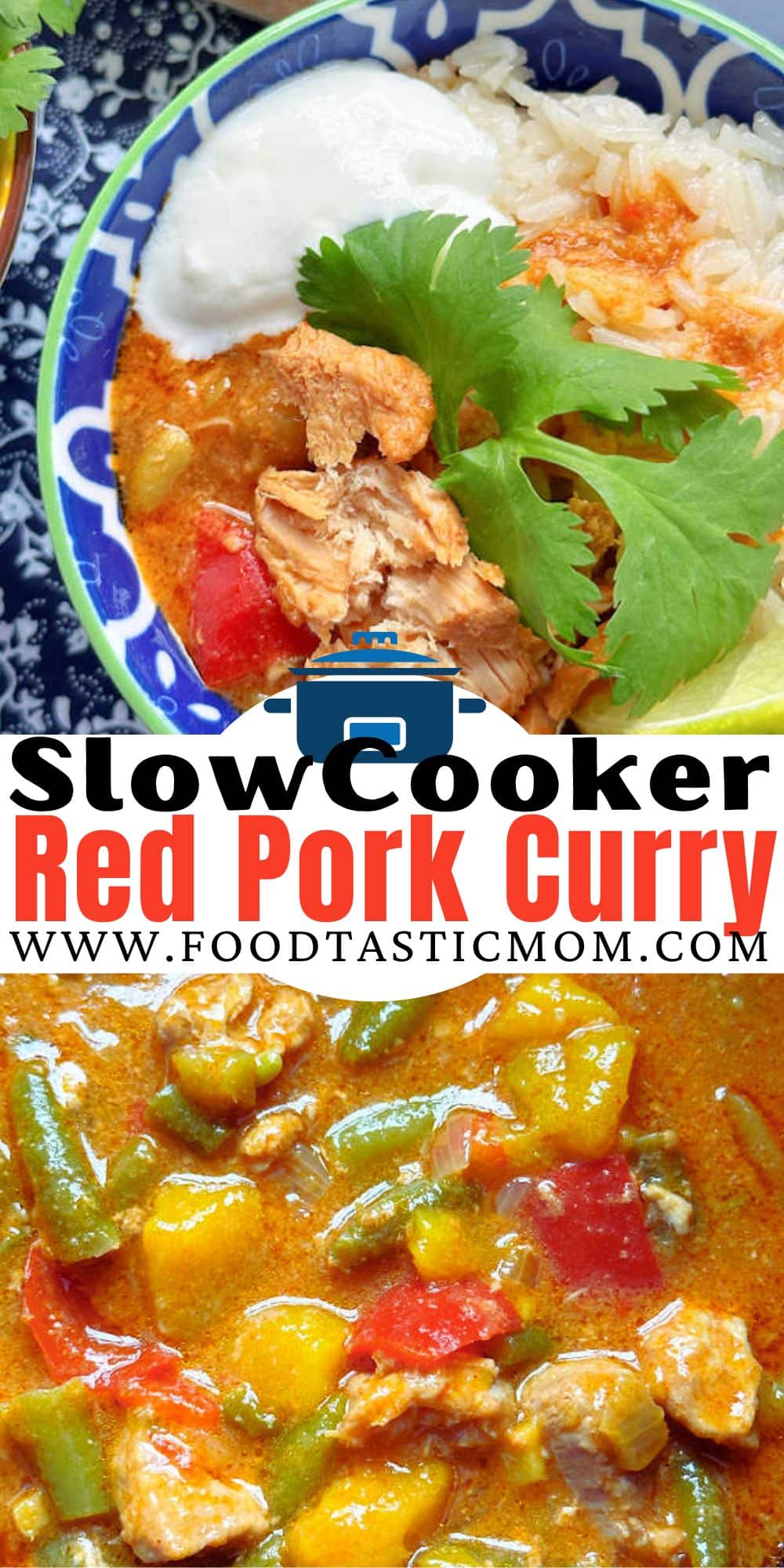 A simple Thai style Pork Curry made in the slow cooker. This recipe features pork loin, green beans, red pepper and mango. via @foodtasticmom