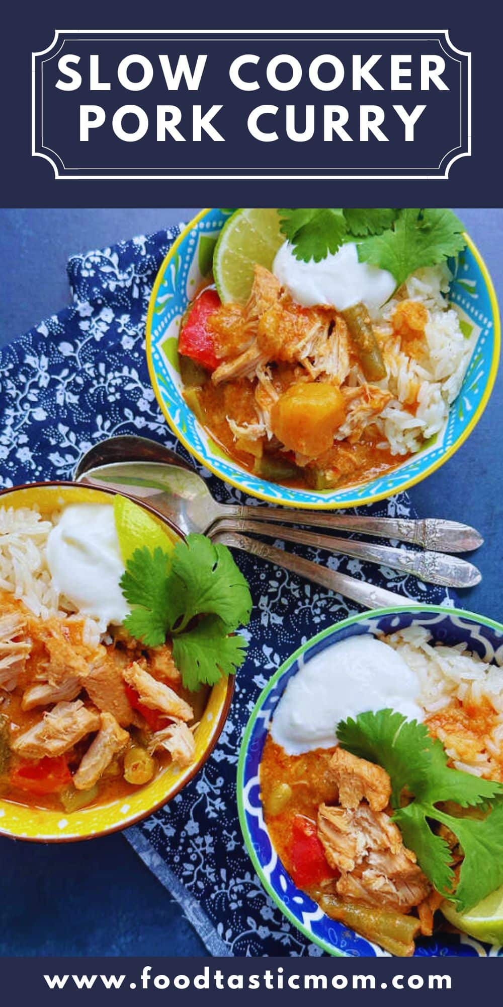 A simple Thai style Pork Curry made in the slow cooker. This recipe features pork loin, green beans, red pepper and mango. via @foodtasticmom