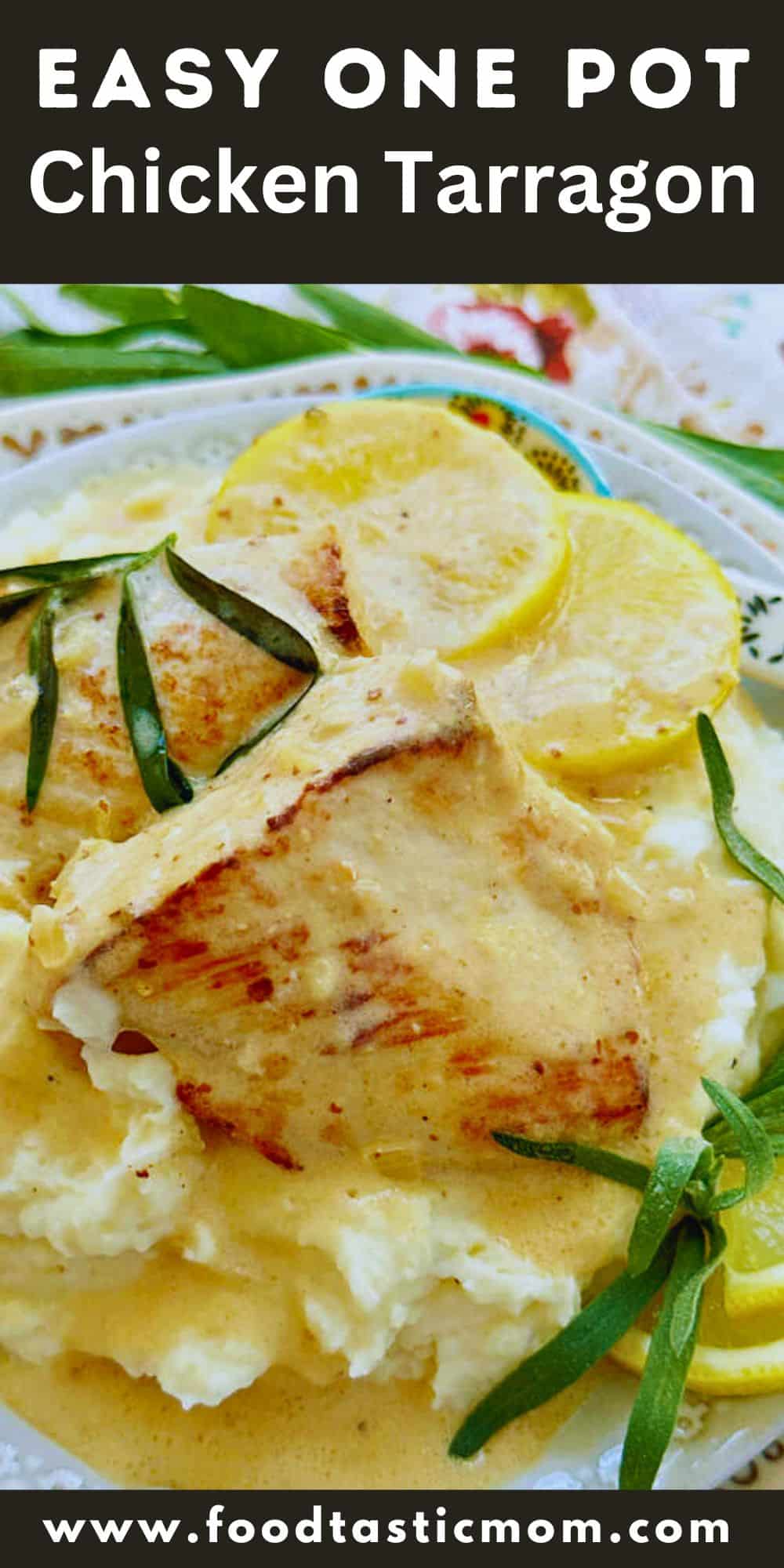 This beautiful chicken tarragon recipe has a creamy sauce which includes fresh tarragon, white wine, lemon, cream and Dijon mustard. via @foodtasticmom