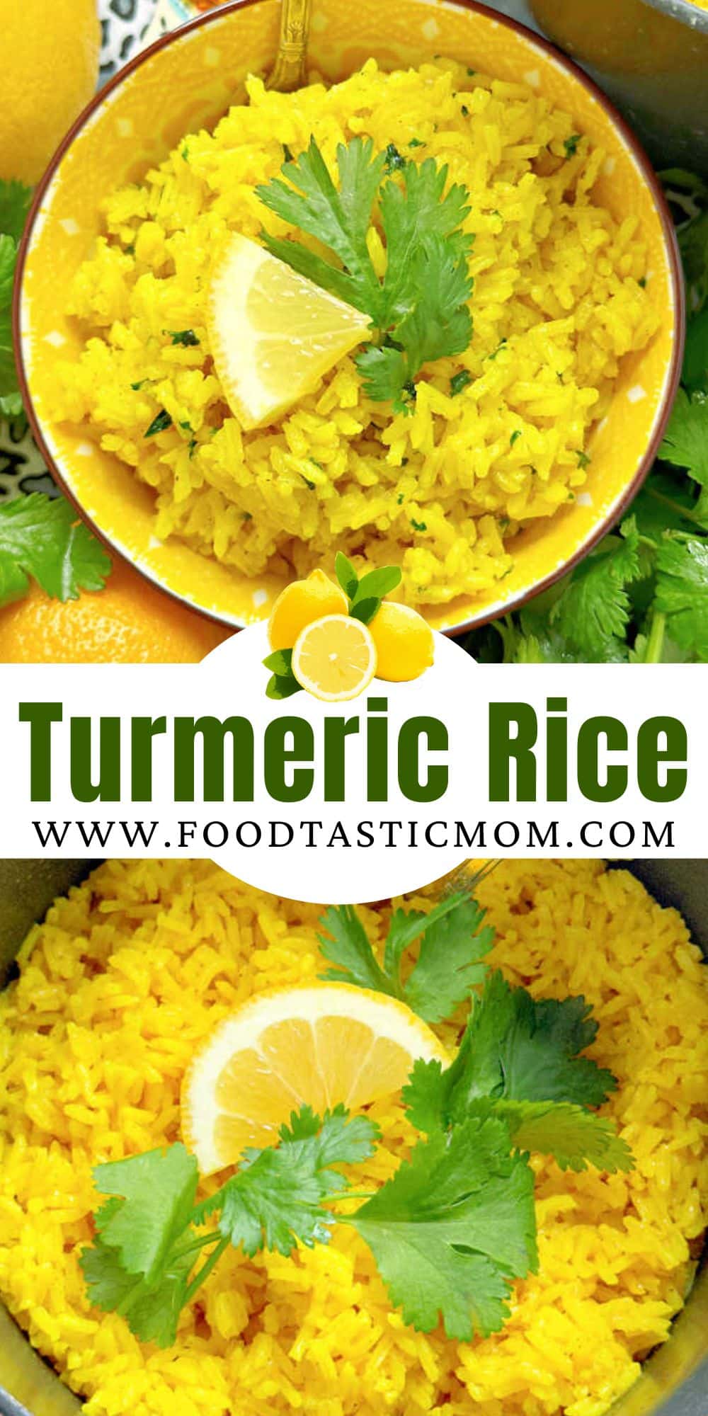 Turmeric Rice is an easy and colorful side dish. The rice is fragrant and delicious with turmeric, garlic, butter and fresh lemon juice. via @foodtasticmom