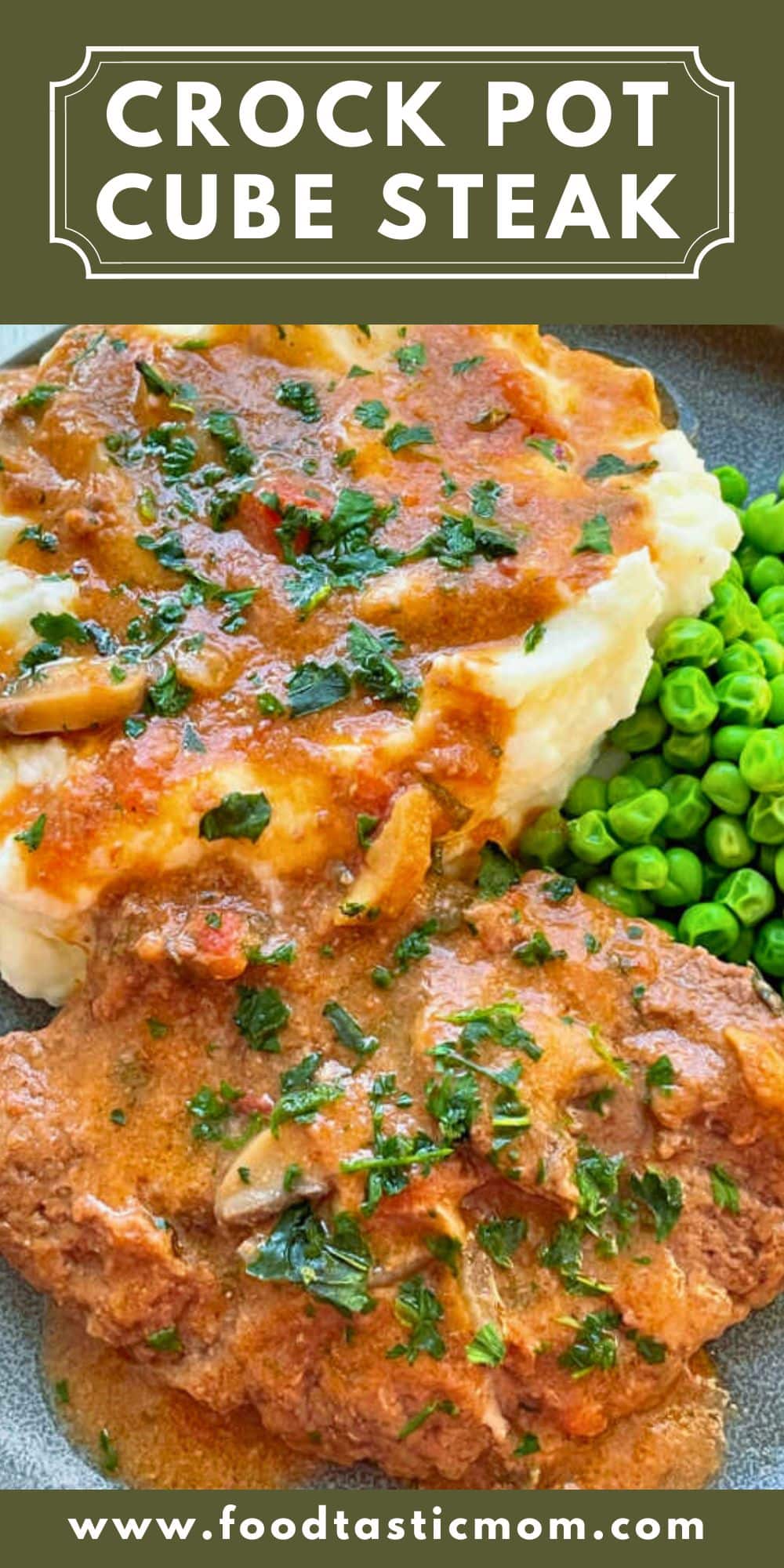 Crock Pot Cube Steak uses all natural ingredients (no envelopes) to make the most tender steak and luscious mushroom gravy. via @foodtasticmom