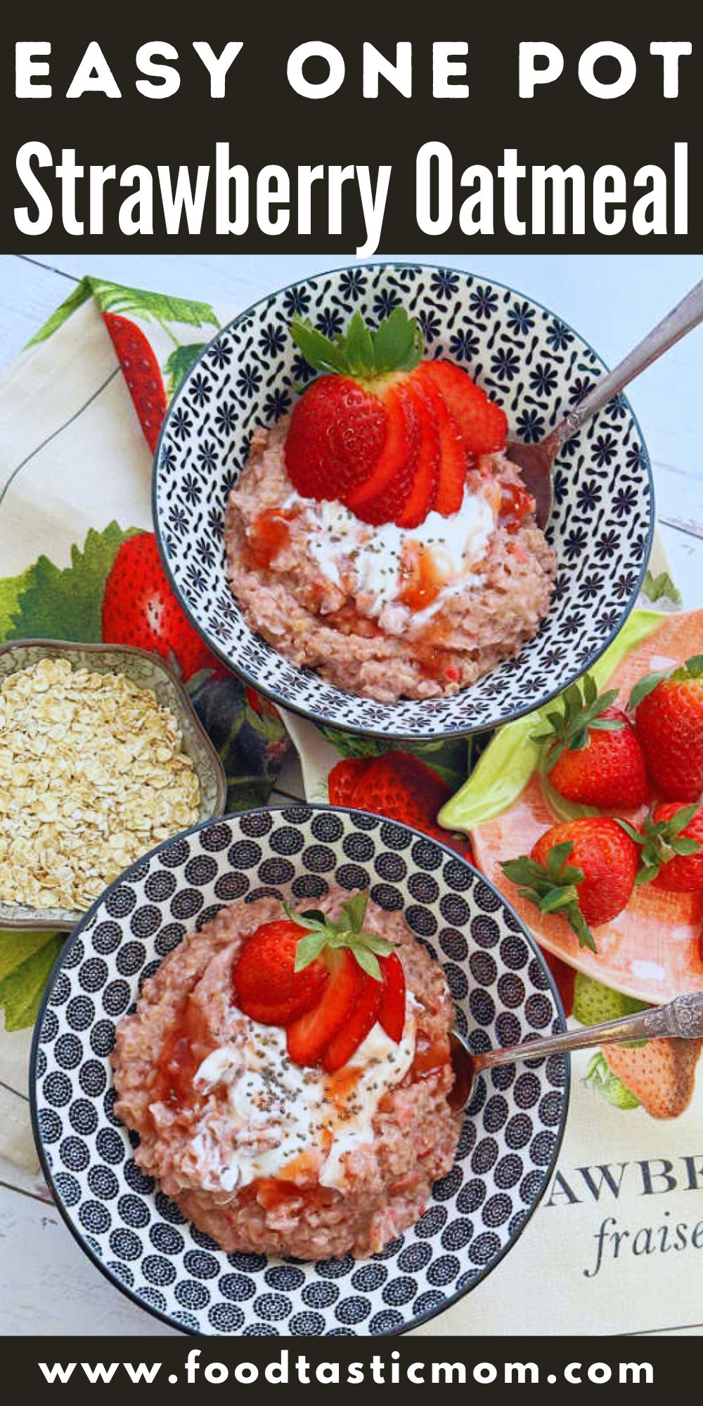 My easy strawberry oatmeal recipe with freeze-dried strawberries might become your new favorite way to enjoy a bowl of old fashioned oats. via @foodtasticmom