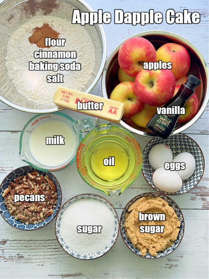 picture of ingredients needed to make apple dapple cake