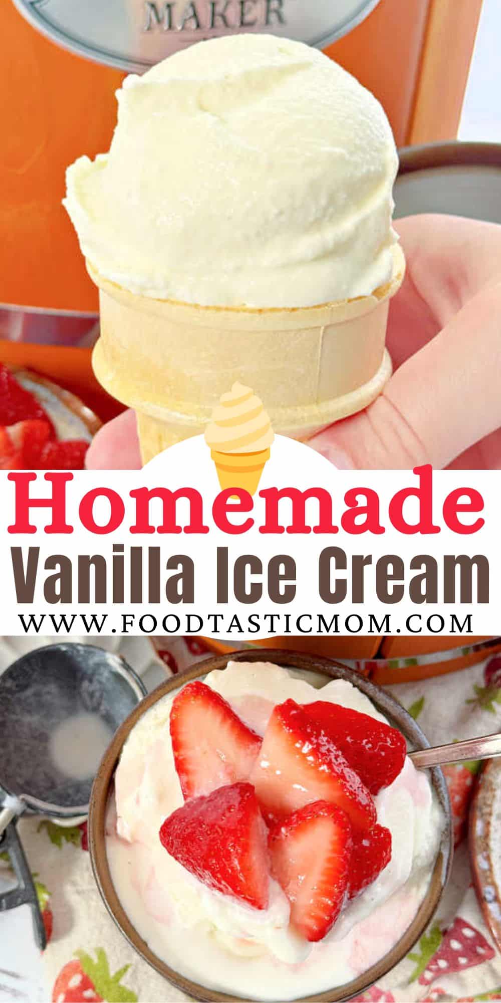 My homemade vanilla ice cream recipe is a dream - with just six all natural ingredients it is a quintessential summer treat! via @foodtasticmom