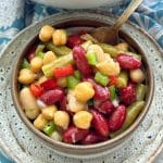 a bowl of four bean salad ready to eat