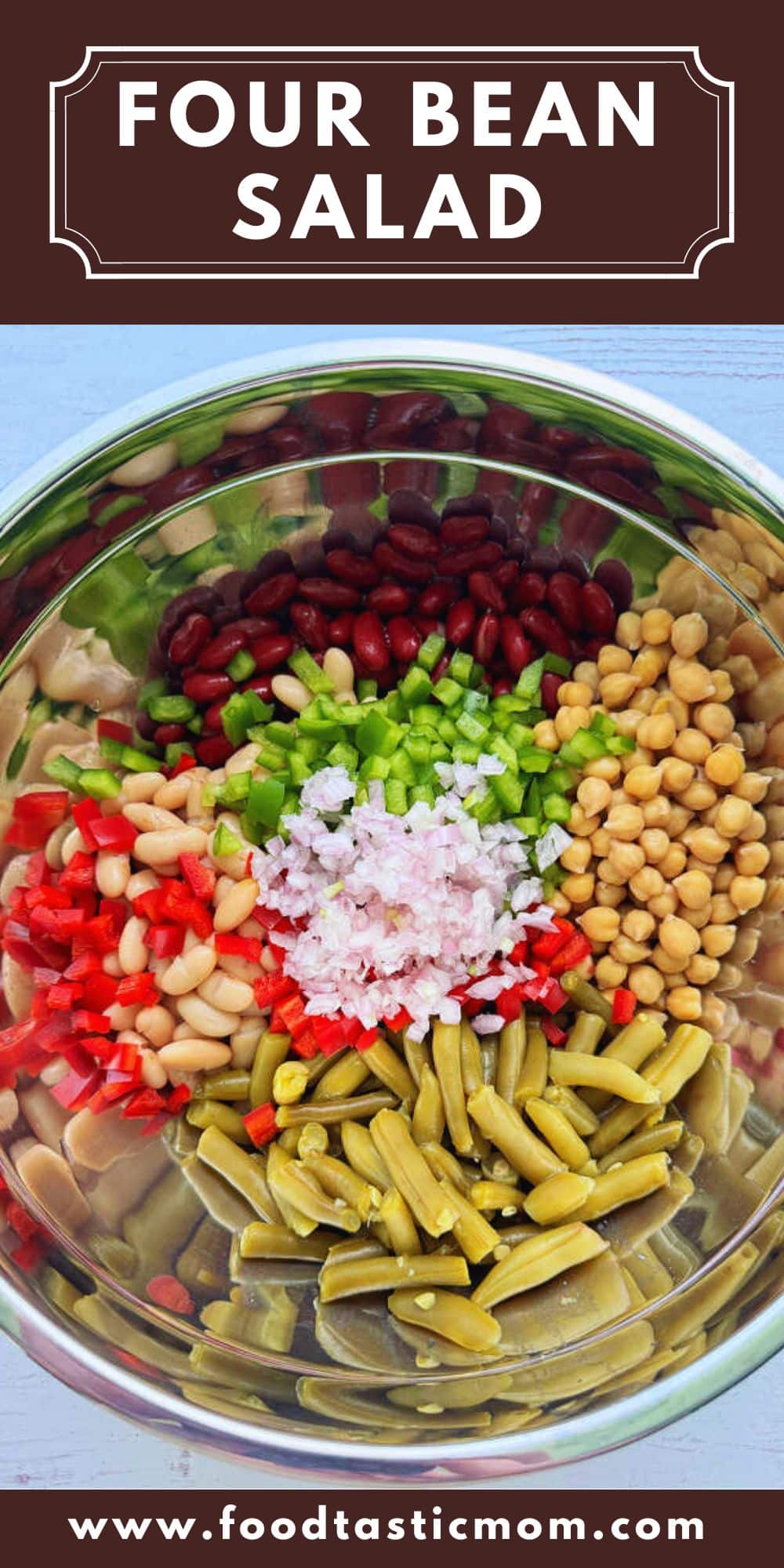 4 Bean Salad is a nutritious salad that can be made ahead. Economical, packed with protein and fiber, it's a perfect side dish for picnics and potlucks. via @foodtasticmom