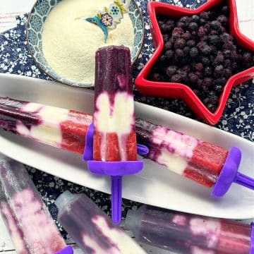 These collagen popsicles are a healthy sweet treat! Each one contains a full serving of Earth Echo multi-collagen peptides. Plus frozen berries and vanilla Greek yogurt.