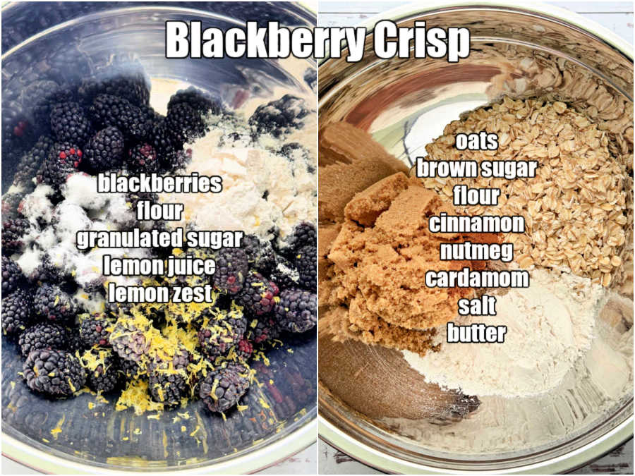 a picture of all the ingredients needed to make blackberry crisp