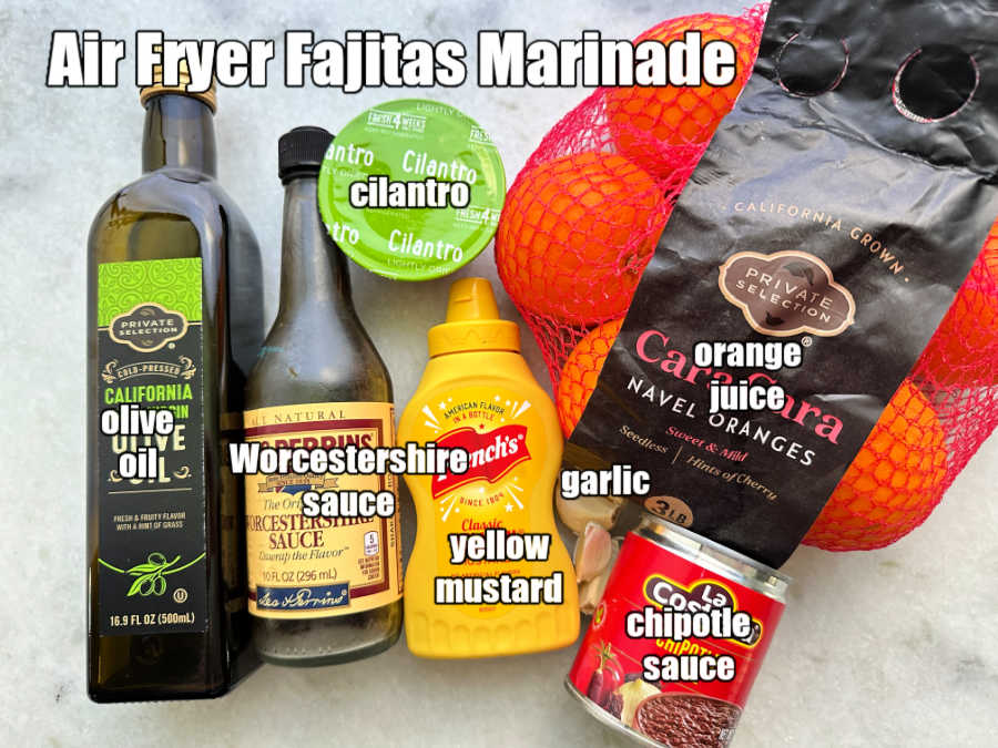 picture of ingredients for making air fryer fajitas marinade