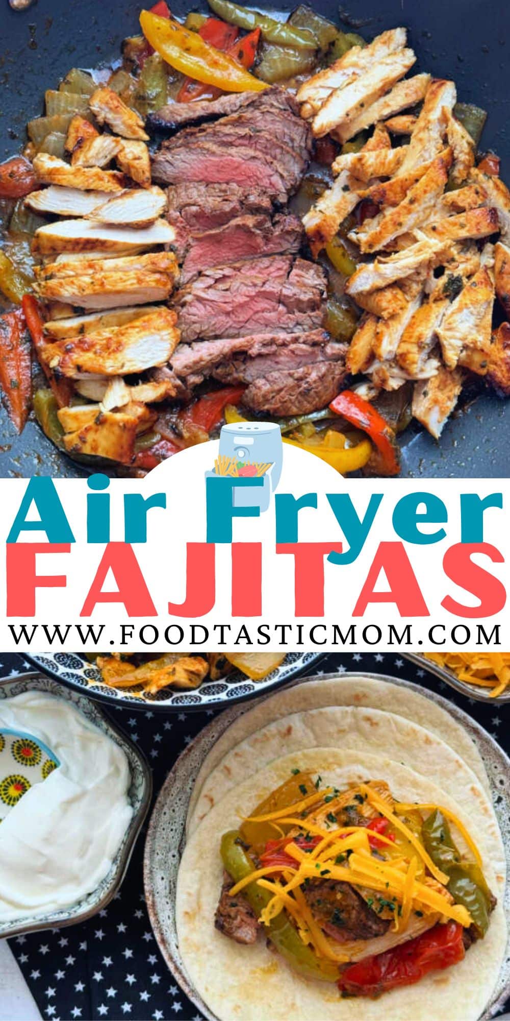 Simple ingredients combine for the most flavorful marinade making these Air Fryer Fajitas fresh, delicious and completely customizable. via @foodtasticmom