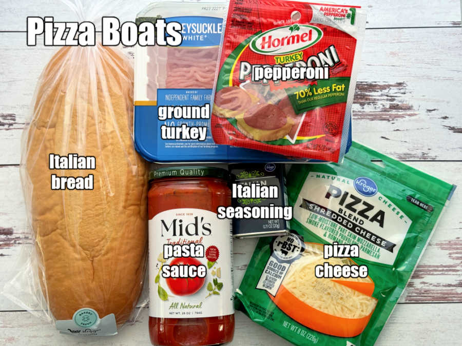 picture of ingredients needed to make Pizza Boats