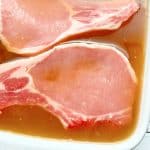 soaking pork chops in the apple cider brine