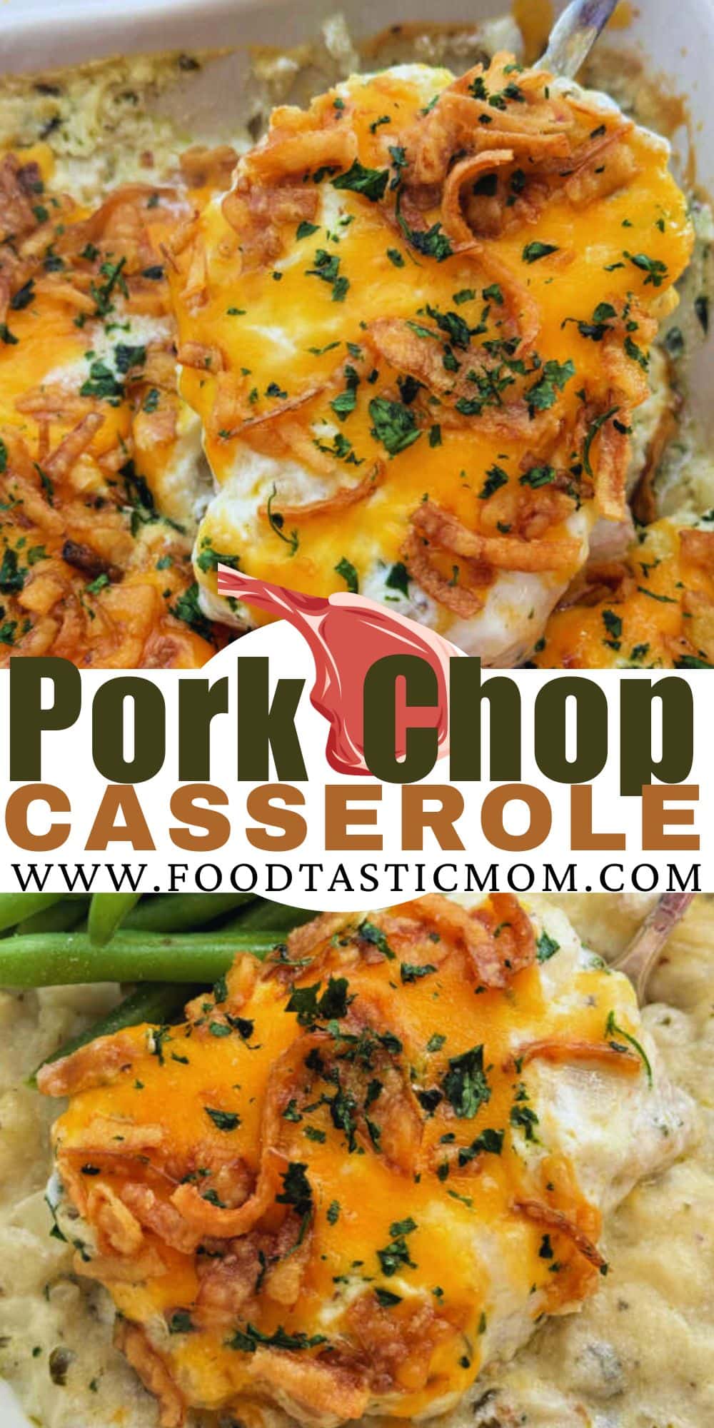 My pork chop casserole recipe layers boneless pork chops with potatoes in a luscious sour cream sauce. It's an easy and inexpensive dinner!  via @foodtasticmom