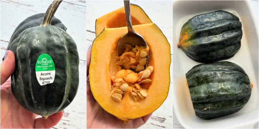 pictures for how to prepare an acorn squash for microwaving