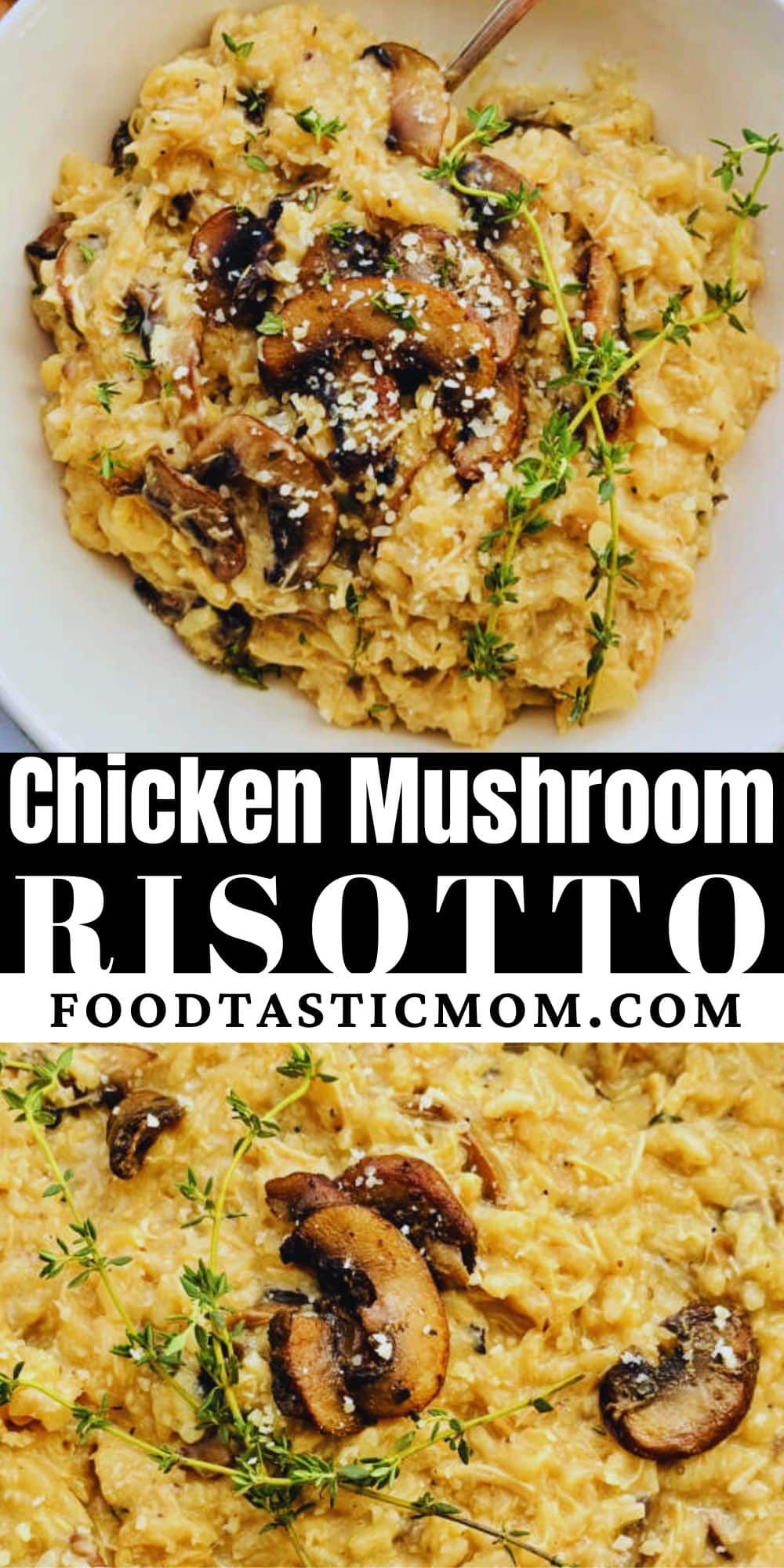 My chicken mushroom risotto recipe has a sophisticated flavor with dry white wine, Dijon mustard, and creamy brie. It's perfect for date nights. via @foodtasticmom