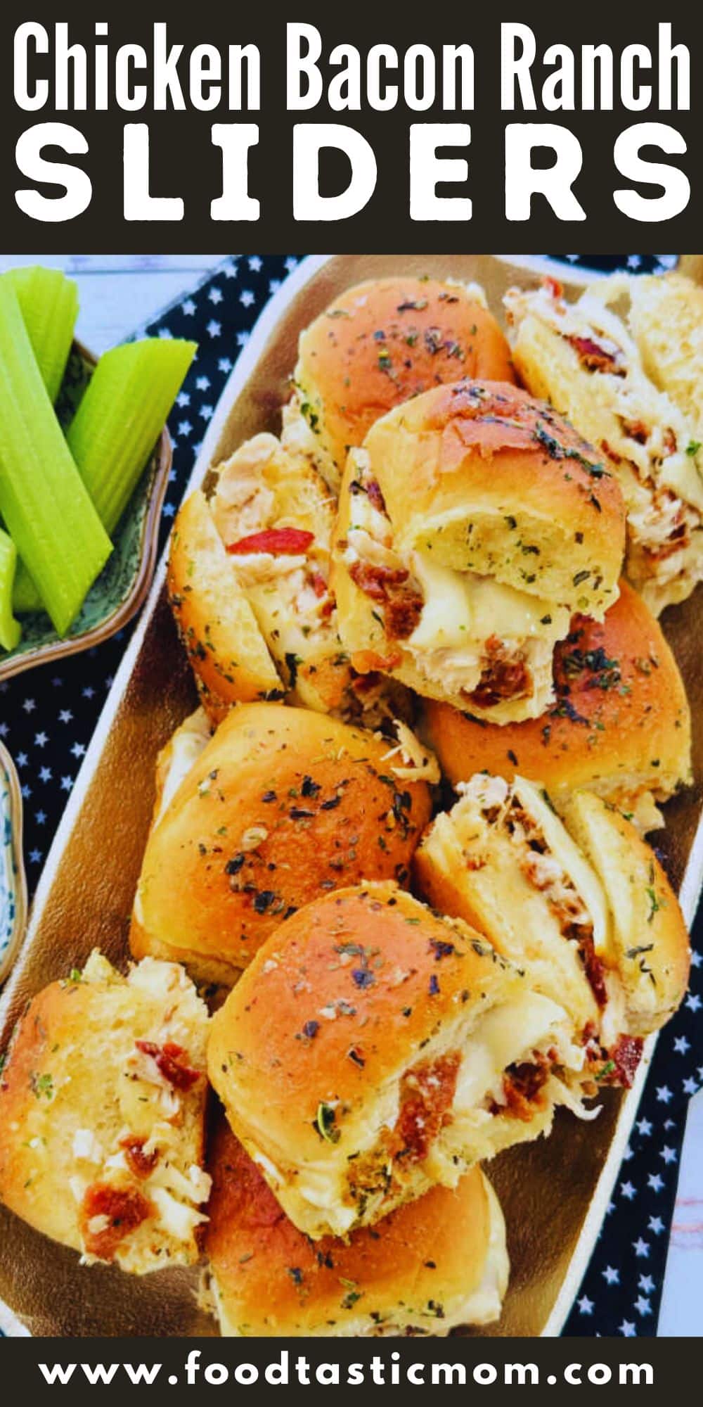 Chicken Bacon Ranch Sliders are perfect for leftover chicken. These little sandwiches can feed a lot of people and are always a huge hit. via @foodtasticmom