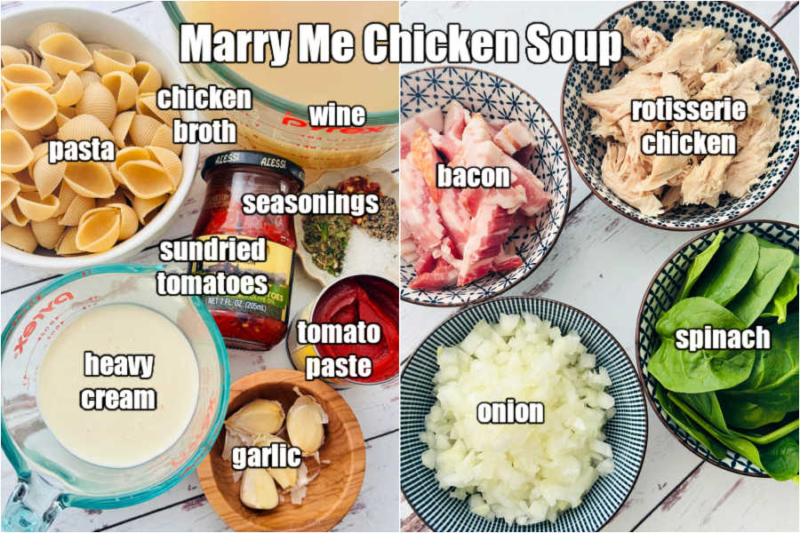 picture of ingredients needed to make Marry Me Chicken Soup