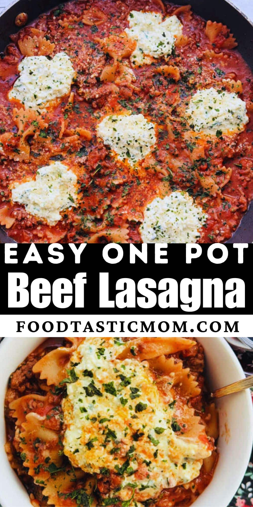 Have homemade lasagna any night of the week in a fraction of the cooking time with this easy recipe for one pot lasagna with beef. via @foodtasticmom