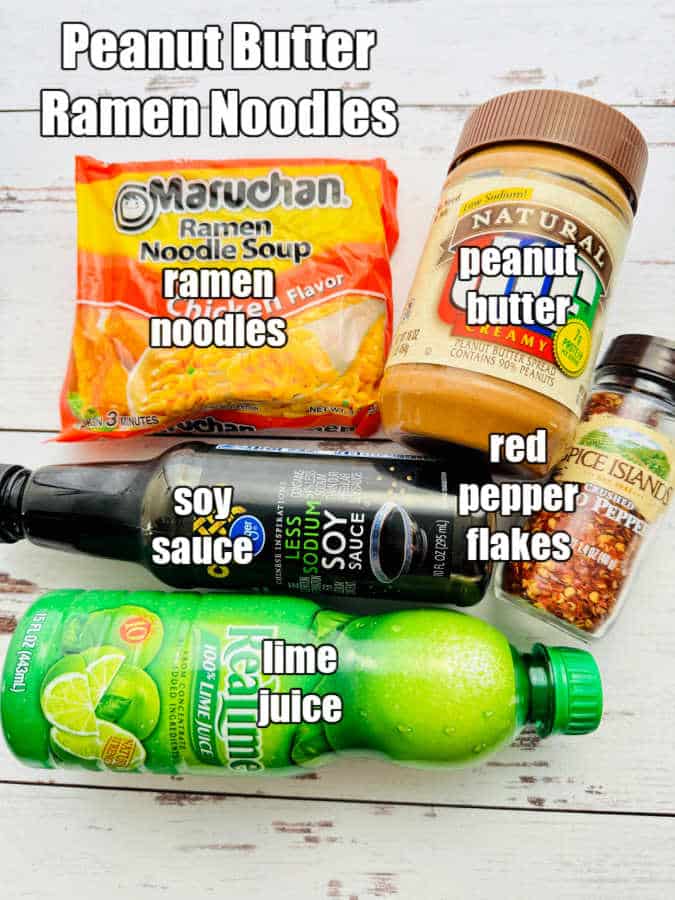 picture of ingredients needed to make peanut butter ramen